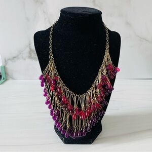 Coldwater Creek Lush Drops Necklace- Gold, Purple, Pink- Statement Necklace-NWOT